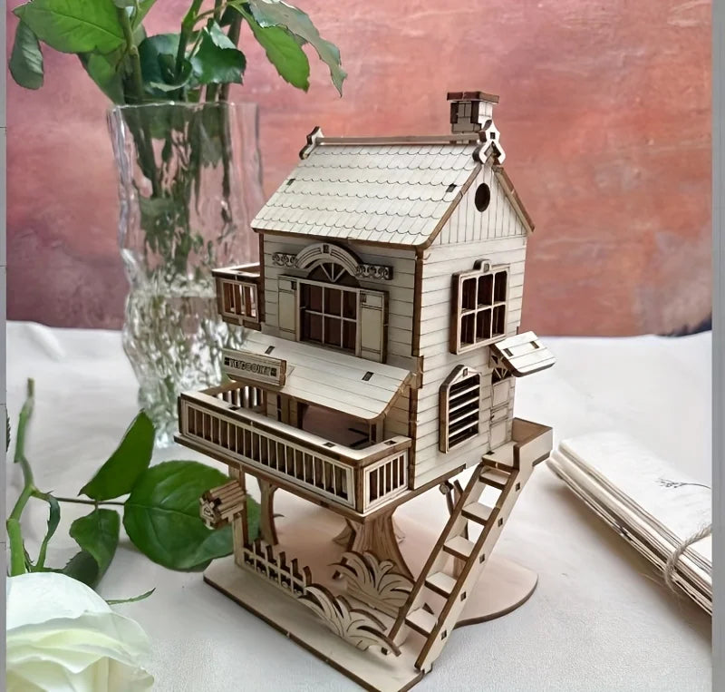 3D Jigsaw Puzzle House Treehouse Villa Model Kit DIY Dolls House Building Model Craft Birthday Christmas Gift for Adults Teens
