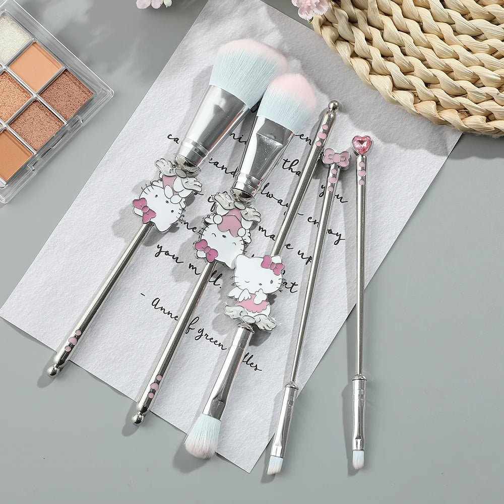 5pcs cute style Holor Kitty makeup brush, super soft Holo Kitty Angel series brush, pink, silver optional, perfect birthday gift