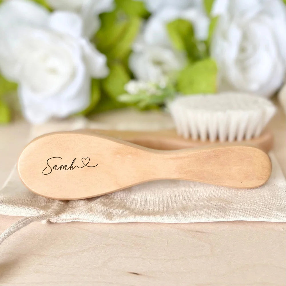 Personalized Baby Hairbrushes Engrave Infant Name Wooden Newborn Hair Brush Comb Birth/Baptism/Birthday Baby Shower Gifts