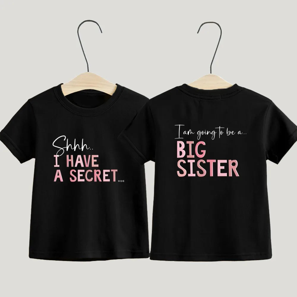 Big Sister T-Shirt I Have A Secret Promoted To Big Sister Pregnancy Announcement Gift Going To Be A Big Sister Kids Tee