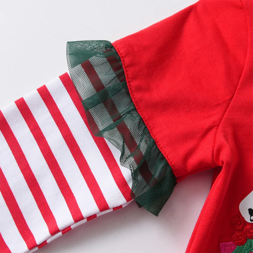 Girls Xmas Christmas New Year Christmas T Shirt Kids Licorne Cartoon Striped Cotton Tops and Tees Kids Party Casual Tees Giff