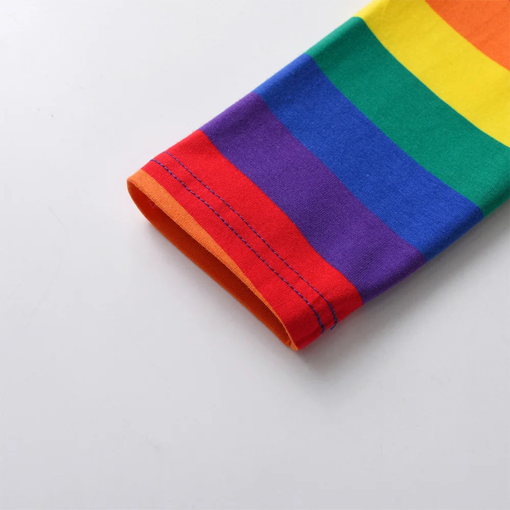 VIKITA Kids Rainbow Print Colorful Leggings Girls Cotton Casual Daily School Pencil Pants Girls Striped Skinny Fashion Trousers