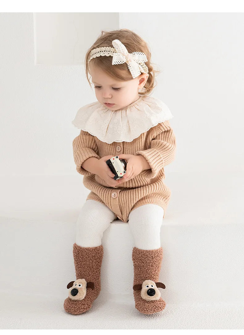 3 Pairs/Lot Baby Floor Socks Non-Slip Sole Kids Socks Cute Cartoon Winter Warm Toddler Socks For Boys And Girls