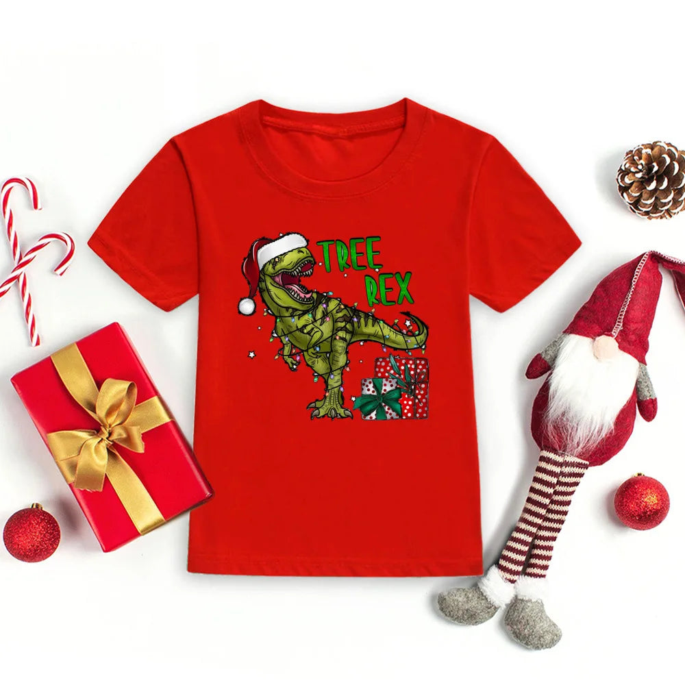Christmas Kids T-shirt Xmas Boys Girls Clothes Christmas Party Kid Gift Shirts Xmas Children Short Sleeve Shirt Child Outfits