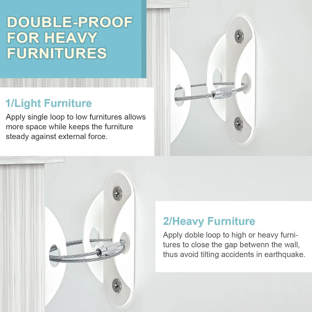 Furniture Anchors Furniture Straps for Baby Proofing Prevent Falling Anti Tip Earthquake Straps for Child Toddlers Kids Safety