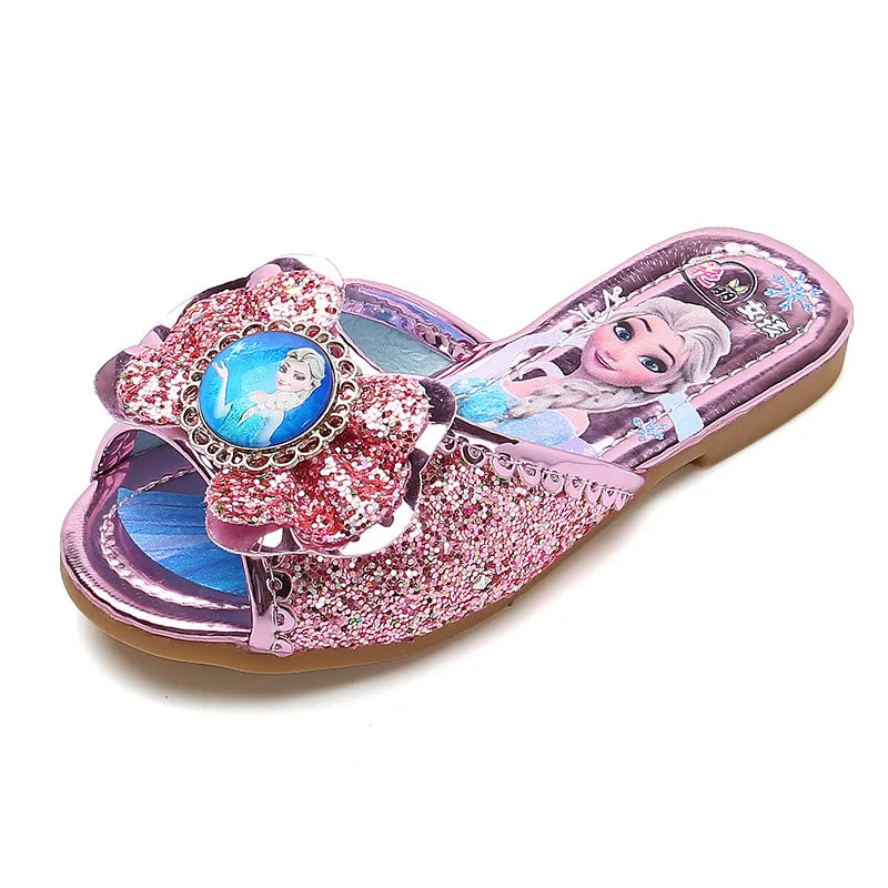 Disney Girls' Sandals Slippers Summer Party Shoes Soft Soled Baby Shoes Frozen Elsa Princess Outdoor Children's Slippers