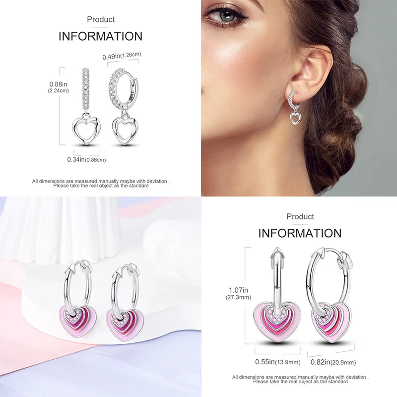 925 Sterling Silver Pave U Shape Heart Eardrop Earrings Hoop Earrings For Women Wedding Engagement For Girlfriend Birthday Gift