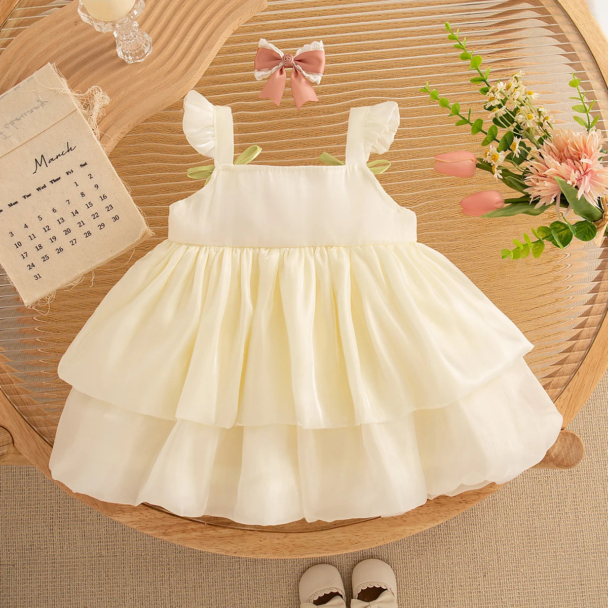 Summer New Sweet Tulip Baby Girl Dress, Cute Ruffled Sleeve Children'S Clothing For Babies Aged 9 Months To 3 Years Old
