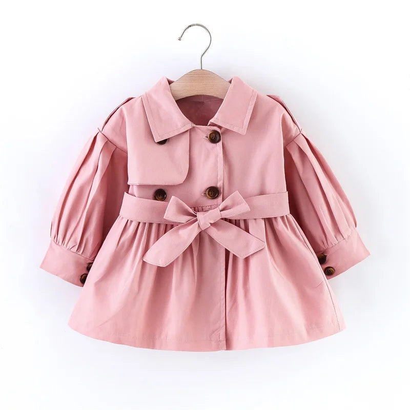 (0-3 Years Old) New Korean Style Baby Girl Coat For Spring And Autumn, Simple Solid Color Children'S Long Sleeved Clothes