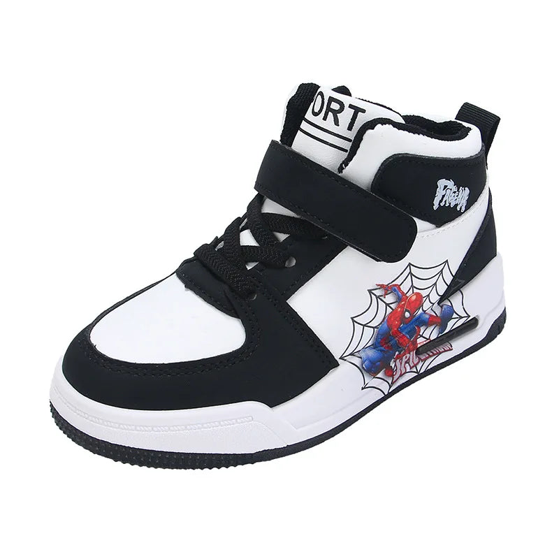 Kids'Casual Shoes Sneakers Ankle-High Shoes PU Leather Spring Shoes For Boys Velcro Anti-slip Black Blue Shoes Size 26-37