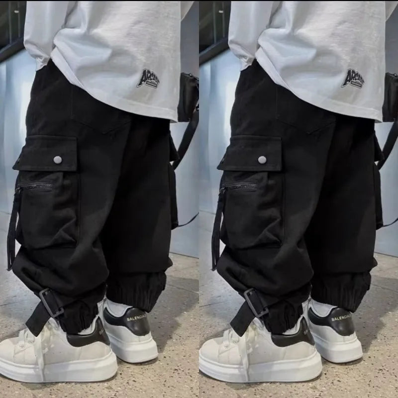 2025 New Boys' Cargo Pants Spring Autumn Casual Street Dance Cuffed Ankle Long Pants Toddler Boys