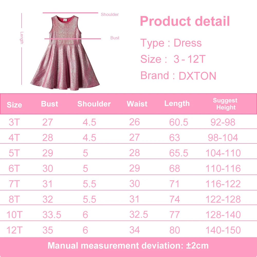 DXTON Summer Kids Girls Dress Sleeveless Outdoor Casual Children Dresses For Girls  Polyester Tank Teen Dress Solid Kids Clothes