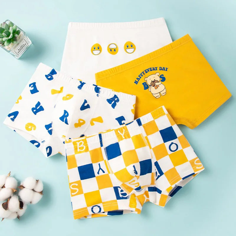 4/8 Pieces Boys Cotton Boxer Briefs Truck Car Graphic Print Kids Boxer Shorts Breathable Comfortable Washable Children Underwear