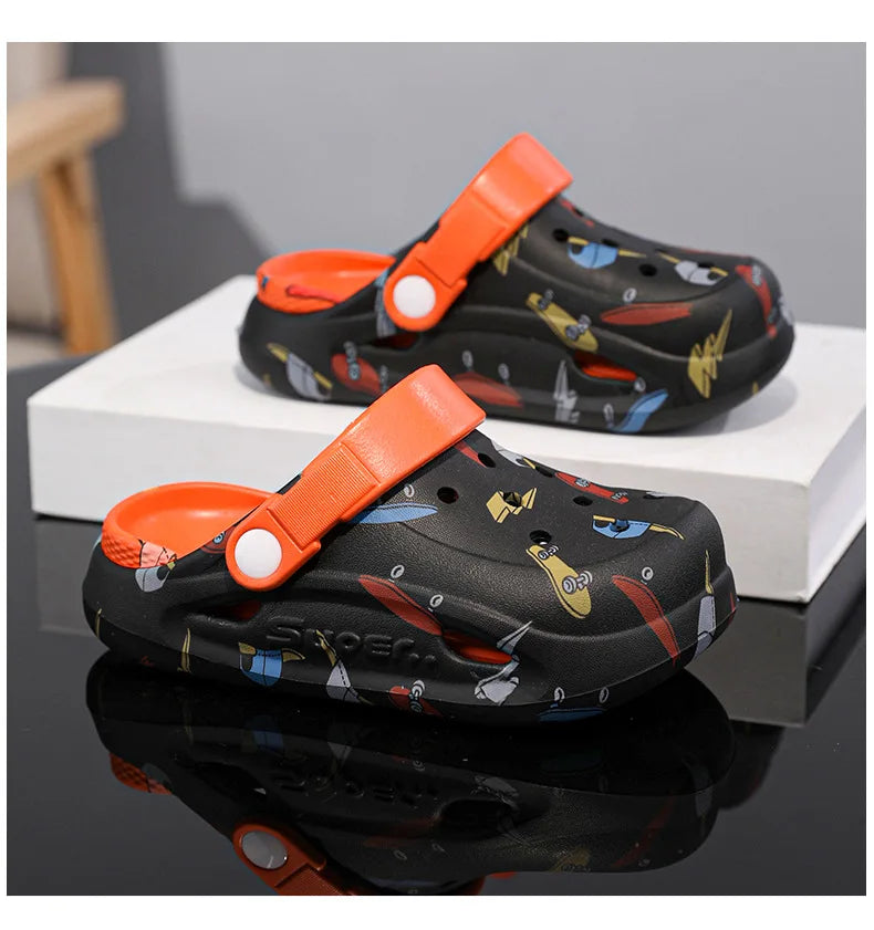 Kids'Sandals PU Leather Summer Beach Shoes Printing For Children Breathable Soft Thick Bottom Khaki Yellow Shoes Size 26-38