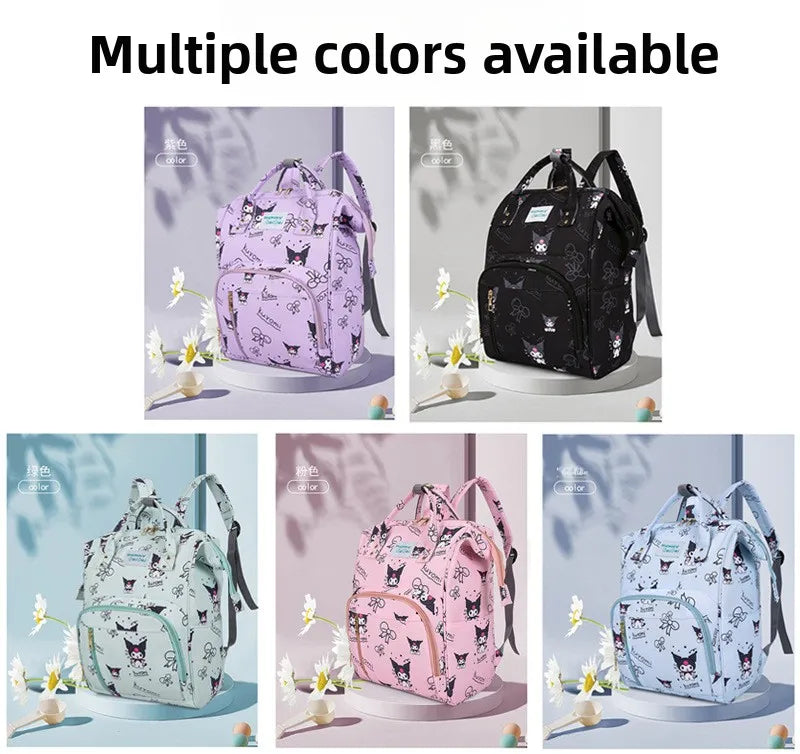 Kuromi New Diaper Bag Backpack Cartoon Cute Baby Diaper Bag Backpack Multifunctional Fashion Lightweight Baby Bag Large Capacity