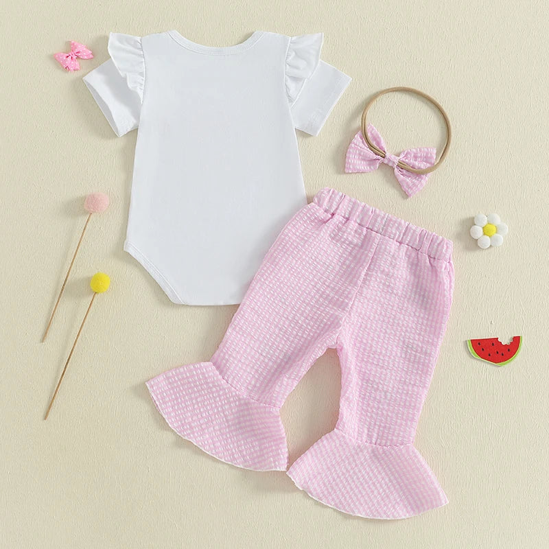 Toddler Girls 2-Piece Outfit Set with Ruffle Sleeve Floral Print Top and Denim Shorts - Summer Fashion Set for Baby Girls