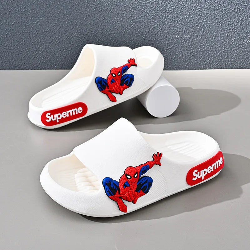 Disney Children Home Slippers Kids Cartoon Spiderman Boys Girls Soft Sole Shoes Anti-Slip Beach Slippers Size 24-45