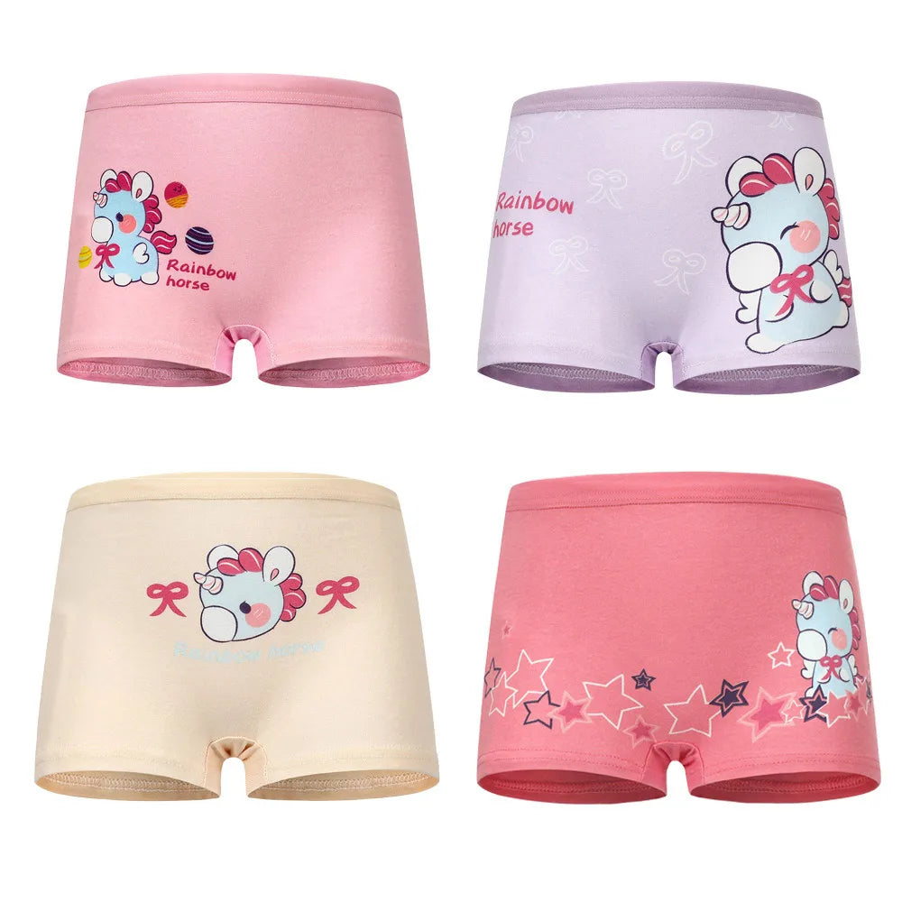 4/8/12 Pcs Children Girls Panties Sets Cotton Cute Cartoon Princess Unicorn Print Child Underwear for Girl Kid Boxer Breathable