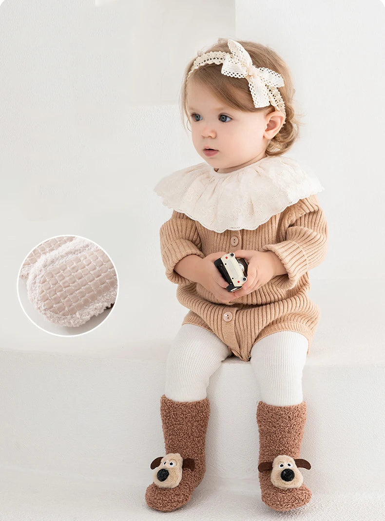 3 Pairs/Lot Baby Floor Socks Non-Slip Sole Kids Socks Cute Cartoon Winter Warm Toddler Socks For Boys And Girls