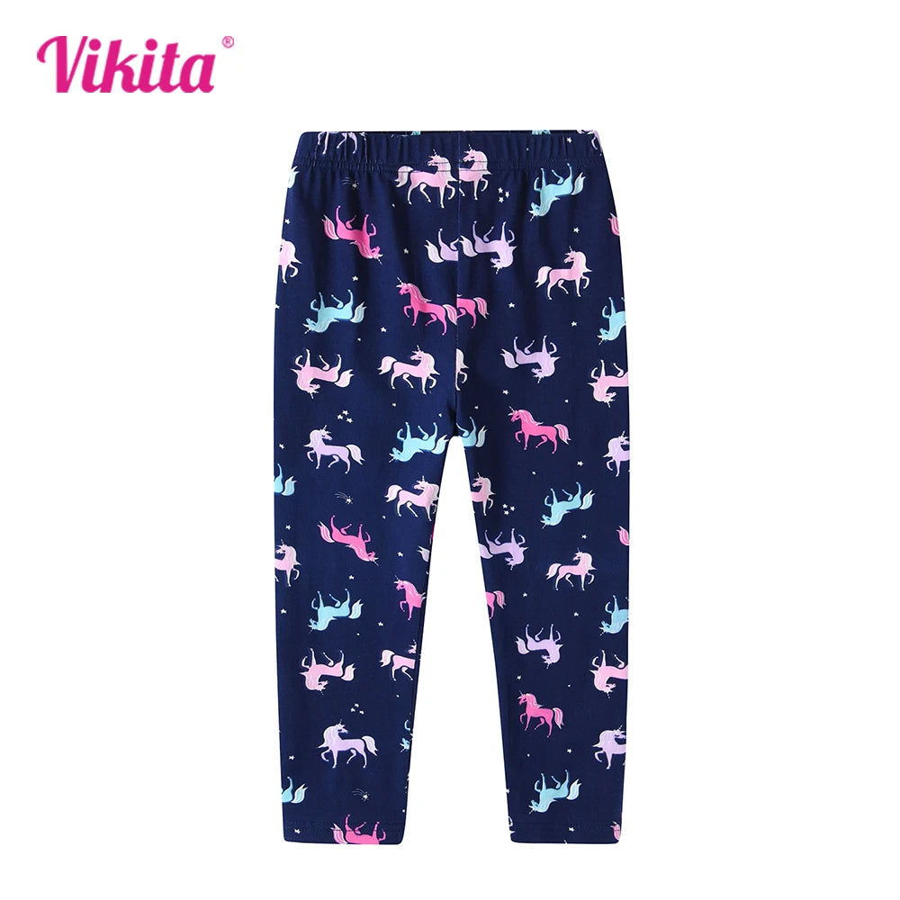VIKITA Girls Unicorn Leggings Kids Cotton Casual Sports Trousers Tights Pants for Girls Cartoon Skinny Leggings Girl's Pants