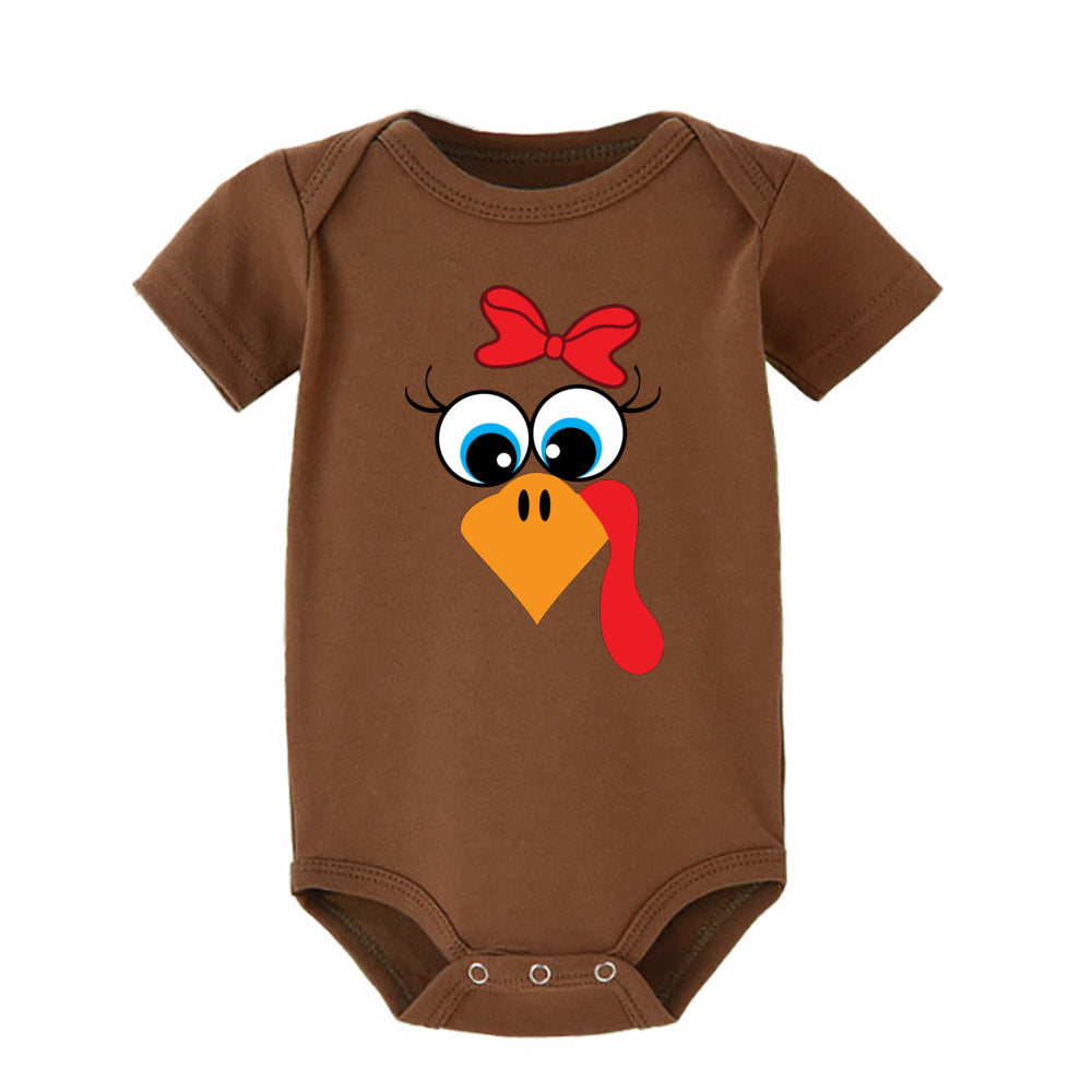 Thanksgiving Turkey Face Baby Bodysuit Boys Girls Cute Clothes Toddler Romper Baby Short Sleeve Jumpsuit Thanksgiving Outfits