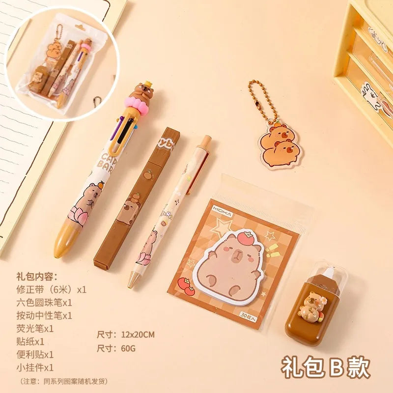 1 Set Wholesale Capybara Stationery Set Primary School Season Gift Learning Stationery Gift Pack Reward Class Prizes