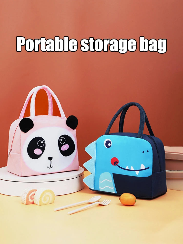 3D Three-Dimensional Bento Bag Cute Cartoon Bento Bag Lunch Bag Handbag Storage Insulation Bag Canvas Lunch Box Bag Ice Pack