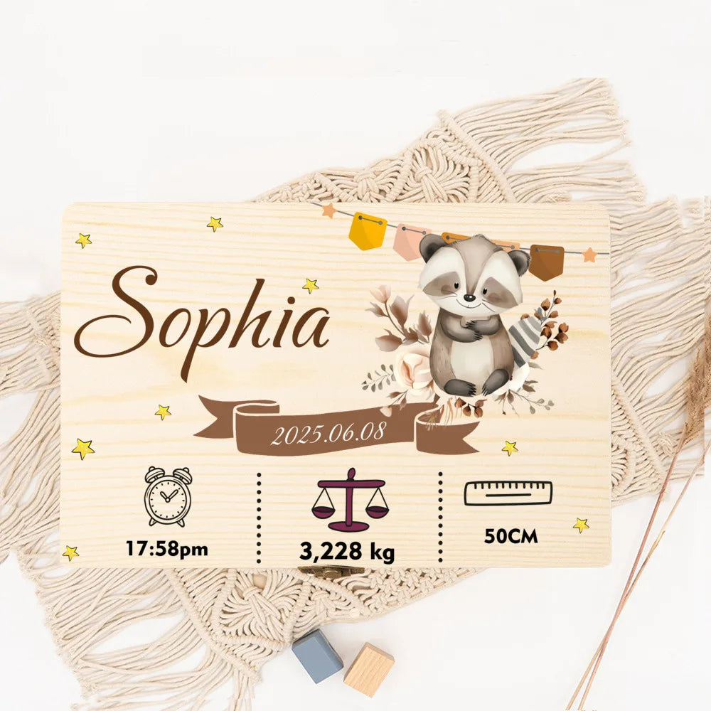 Personalized Baby Memory BWooden Keepsake Box Christening Gift for Boys and Girls Baby's First Keepsake Box Newborn Baby Gifts