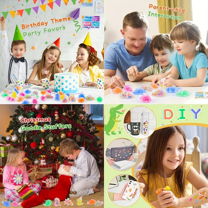 1-24pcs Random Pattern Cute Squeeze Mochi Toys With Water Beads  Party Favors For Kids Stress Relief Baubles For Classroom Prize