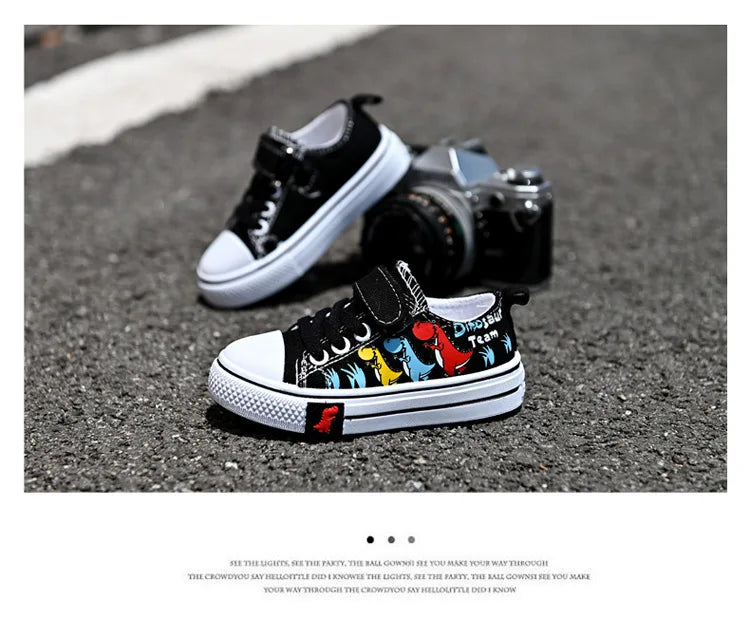Children cartoon canvas shoes boys and girls casual low-top shoes baby spring and autumn breathable single fashion sneakers