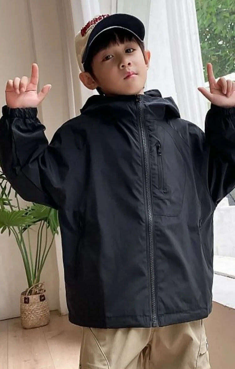 2025 New Kids Outdoor Jacket Unisex Sporty Design Spring Autumn Wear Trendy Waterproof Windproof Jacket for Boys Girls Ages 8-14