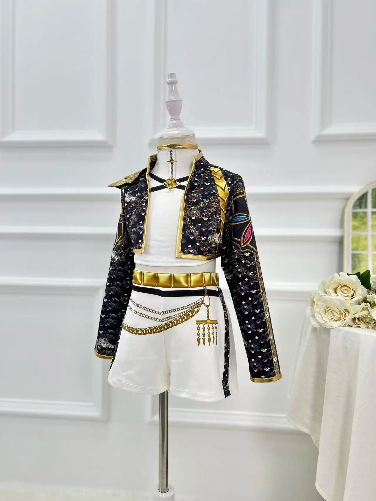 Kpop Demon Hunter Costume Rumi Halloween Cosplay Hot Girls Show Costume Black Shiny Set Halloween Girls Anime  clothing