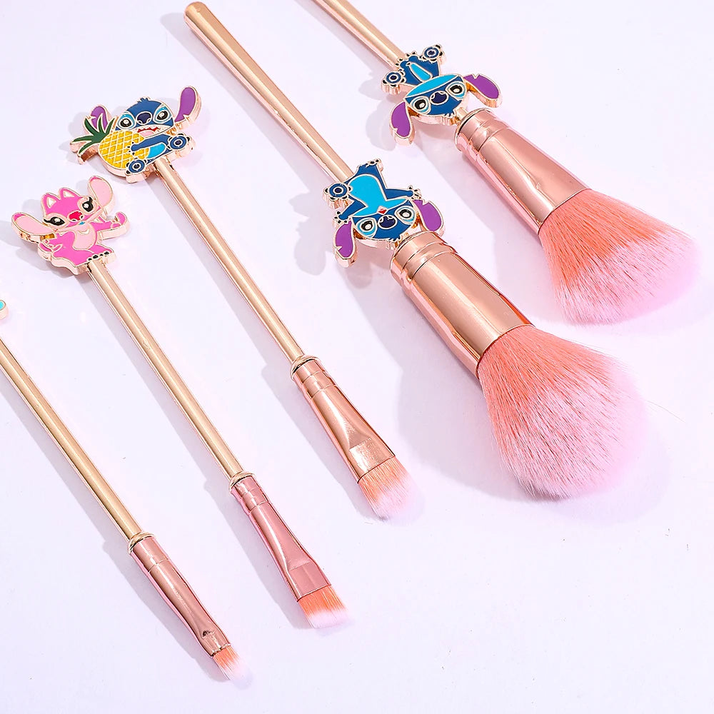 5pcs Summer Limited Stitch Makeup Brush Set Cartoon Doll Eyeshadow Brush Creative Makeup Tools Holiday Gifts for Girls