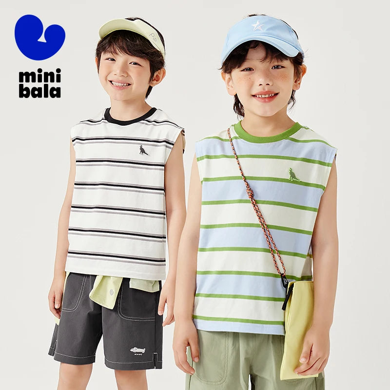 Mini Bala Boys Quick-Dry Cotton Tank Top Breathable Soft and Skin-Friendly 2025 New Summer Underwear for Kids