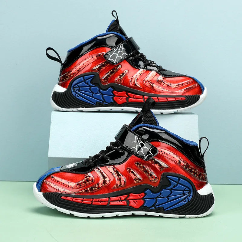 Disney Cartoon Kids Basketball Soft Shoes Waterproof Leather Boys Girls Sneakers Magic Buckle Non-slip Children Running Shoes