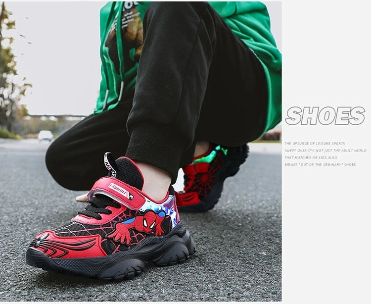 Disney Kids Sneakers Boys Tennis Shoes Comfortable Mesh Shoes Lightweight Outdoor Children's Sports Walking Black Blue Shoes