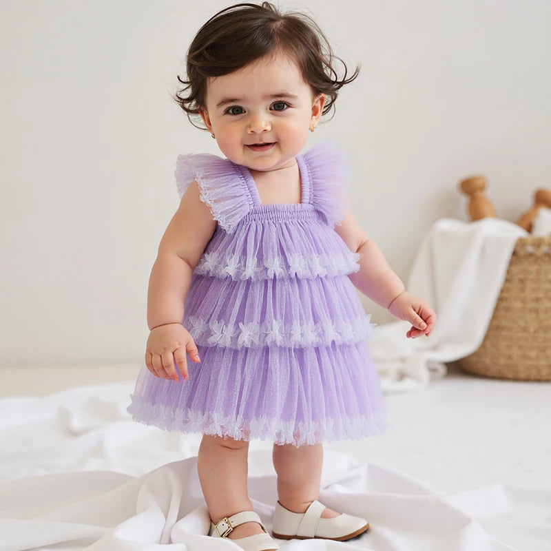 Girls Floral Print Ruffle Sleeve Dress Toddler Kids Summer Princess Dress Casual Fashion Party Dress for Girls