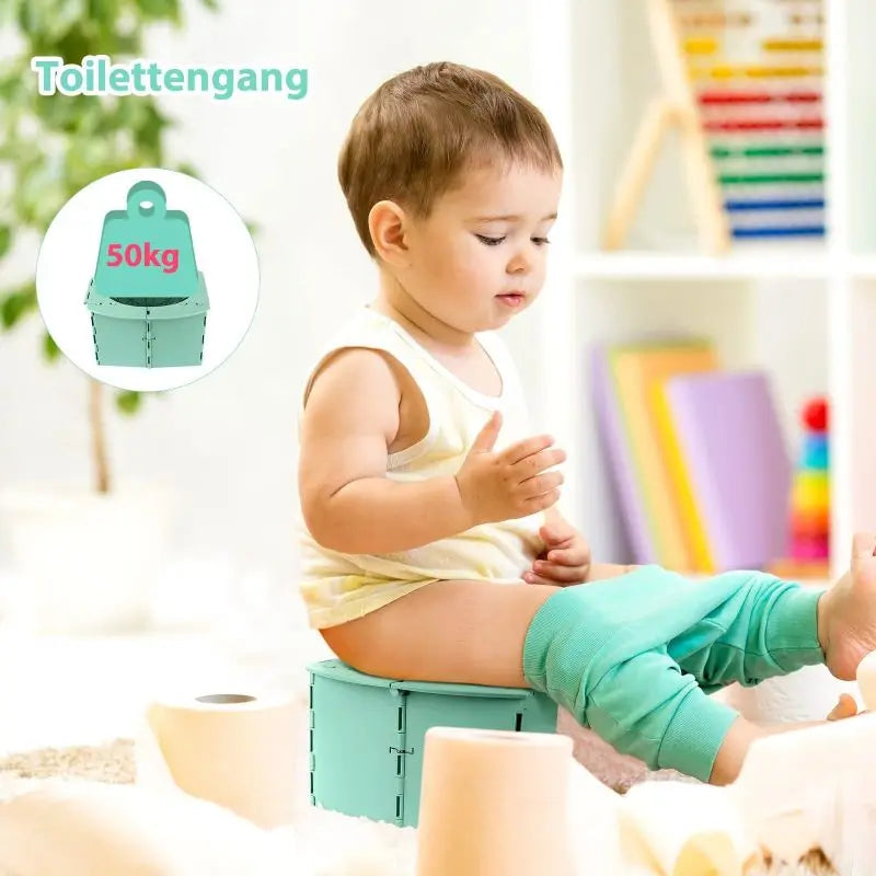 Travel Potty for Kids,Reusable Portable Folding Potty for Toddler,Foldable Toilet for Outdoor Camping,Toddler Toilet Seat Green