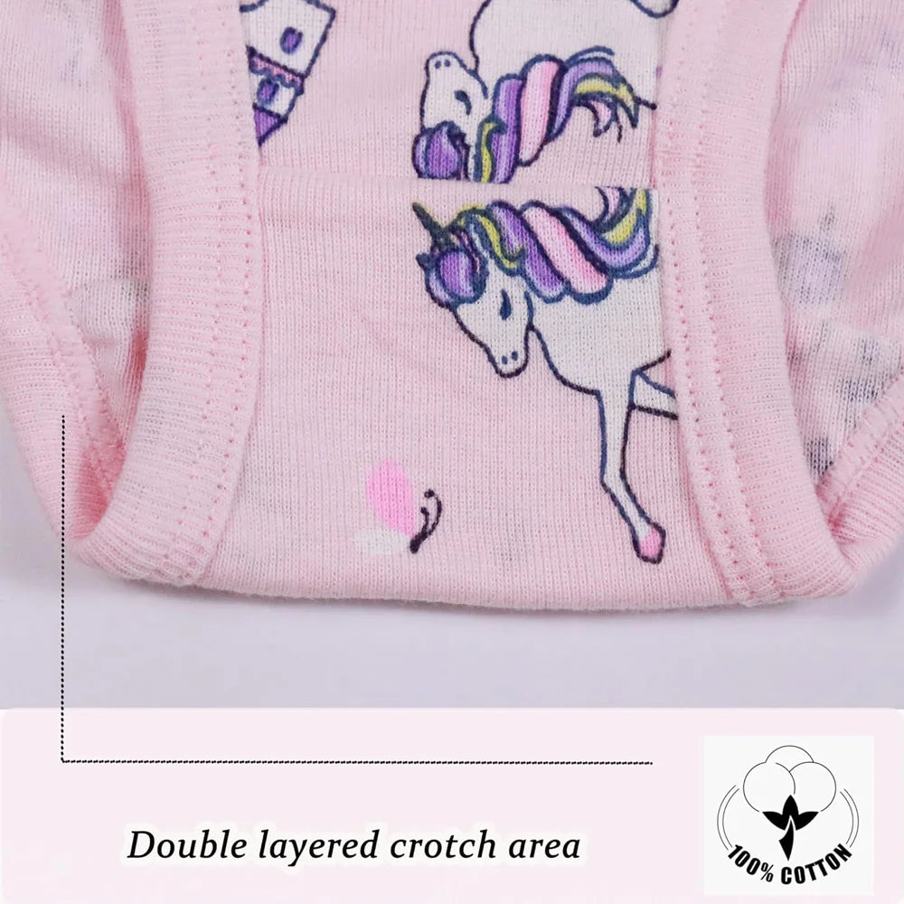 1/3/6/9 Pcs Children's Girls Panties 100% Cotton Soft Pretty Cartoon Unicorn Print Underwear For Girls Undies Boxer Breathable