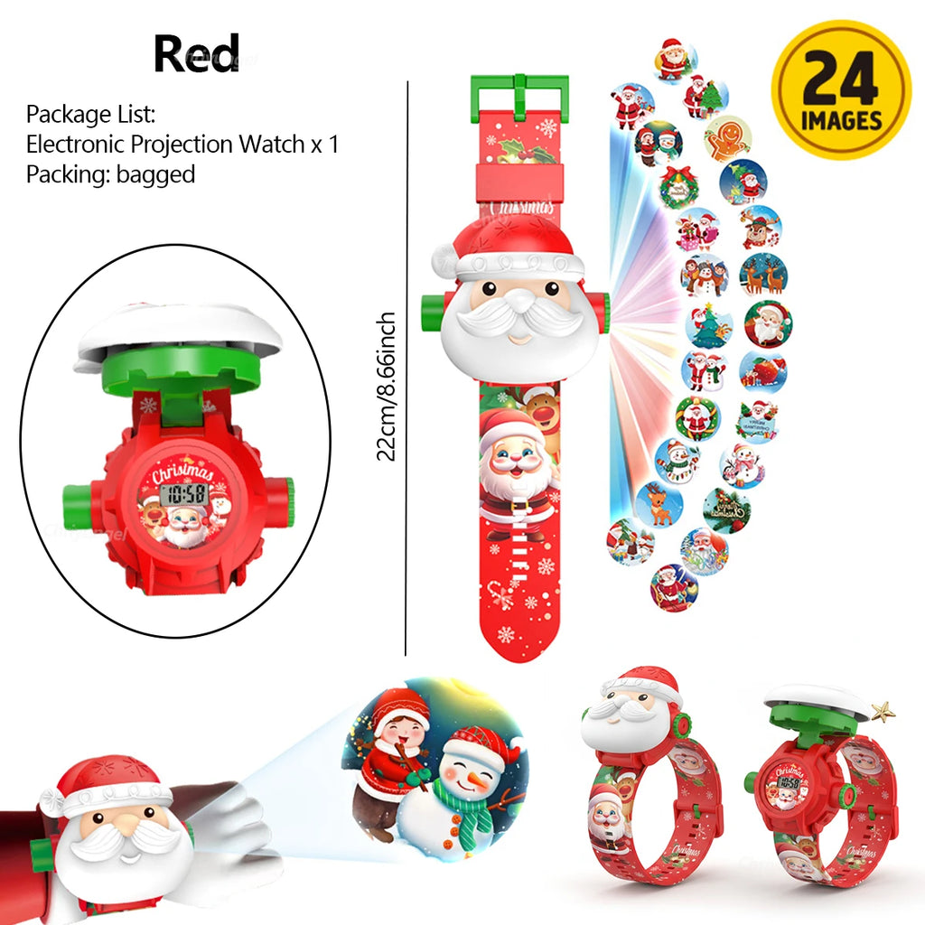 Cartoon Projection Watch for Kids Electronic Watch 24 Patterns Display Projector Montessori Education Toys Gift for Boys Girls
