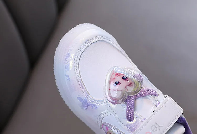 Disney Kids Girls Shoes Children Sneakers Girls Elsa Frozen Princess Casual Sport Student Shoes LED Lights Shoes Size 21-30