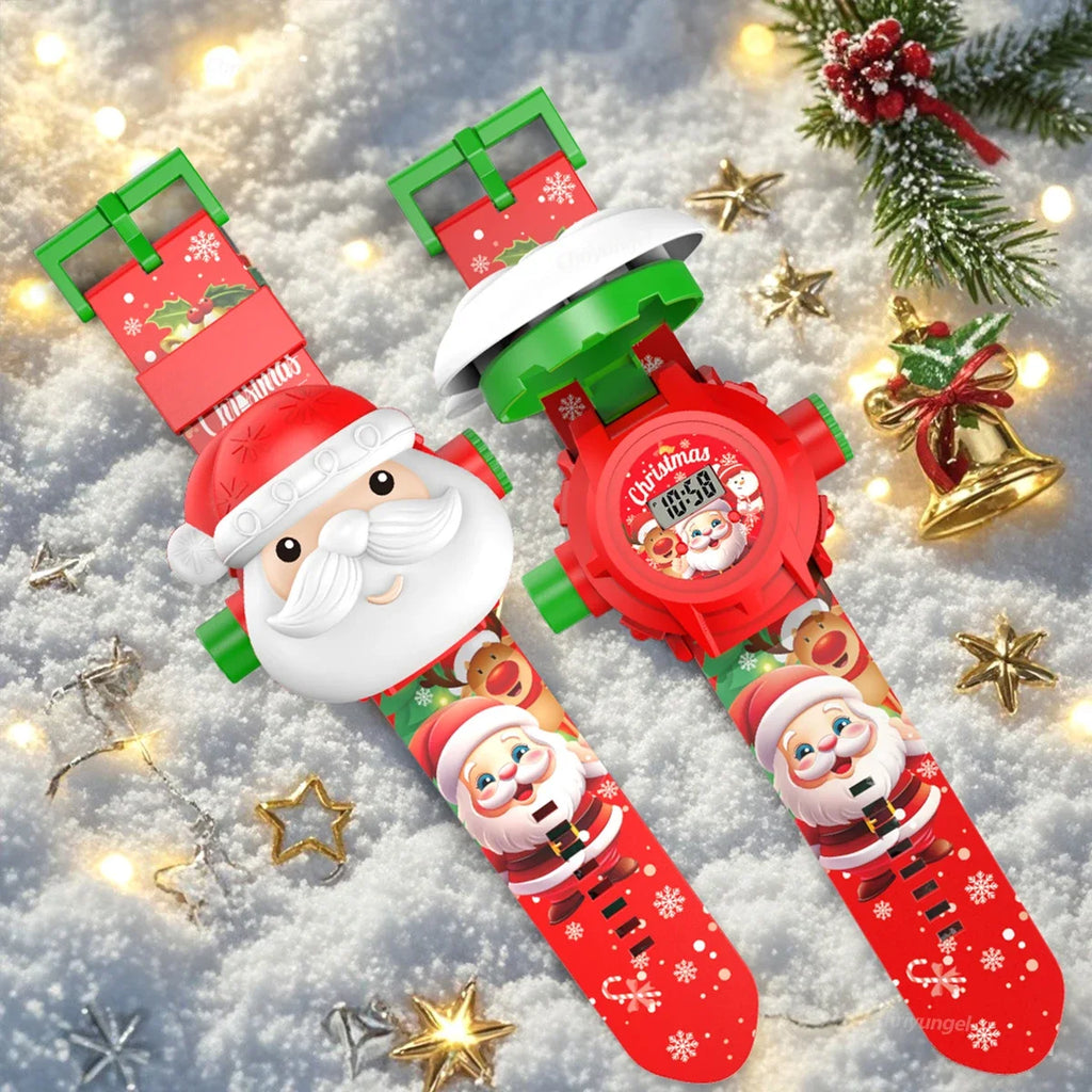 Cartoon Projection Watch for Kids Electronic Watch 24 Patterns Display Projector Montessori Education Toys Gift for Boys Girls