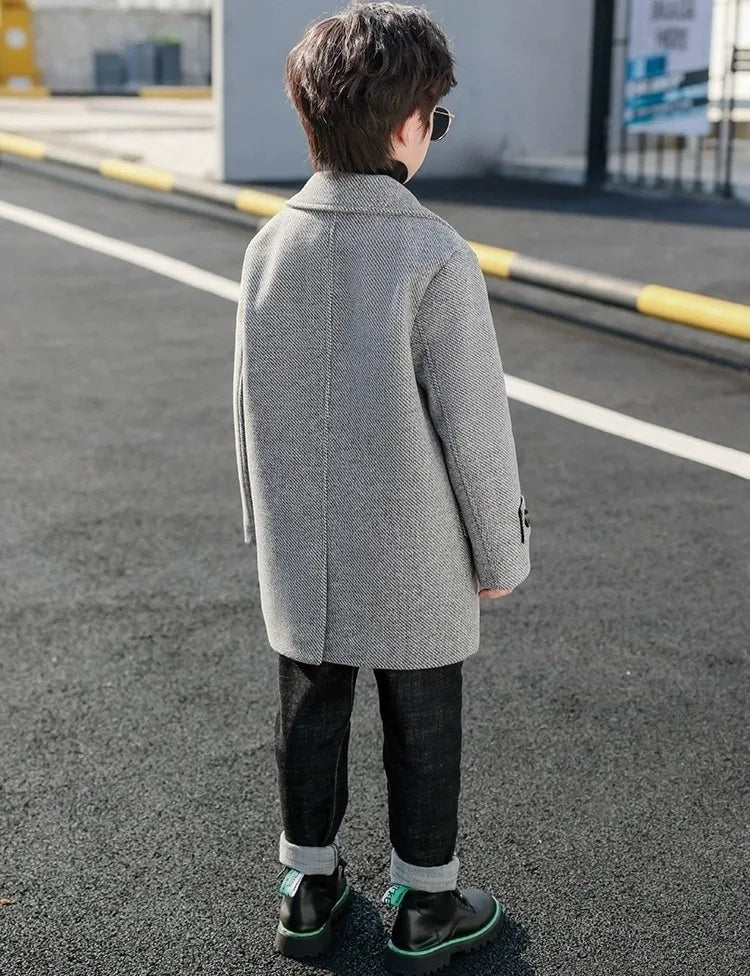 2025 Autumn Winter Kids Korean Style Plus Size Warm Thickened Wool Coat Windbreaker Stylish Outdoor Jacket