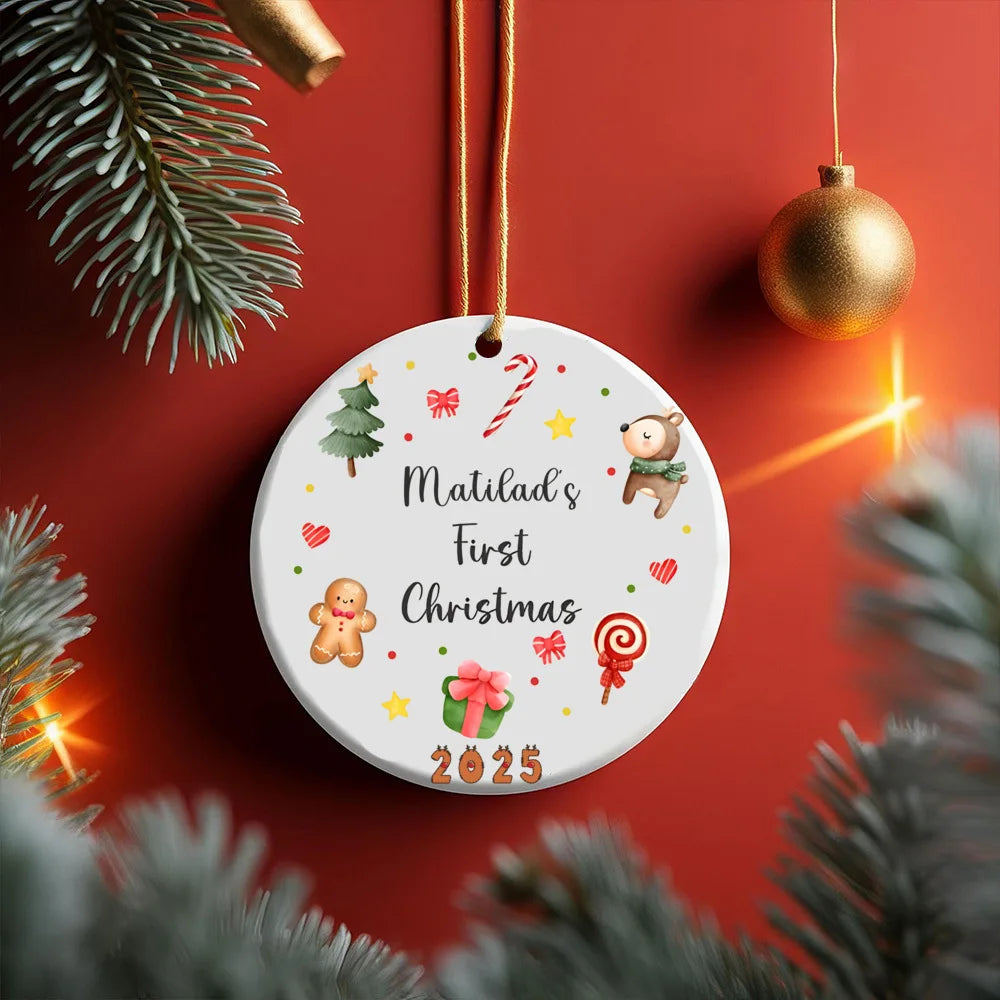 Personalized Baby's First Christmas Ornament Custom Name Gift for Newborn Christmas Tree Decor Photography Accessories