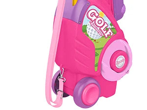 Toddler Golf Club Set Kids Golf Cart with Wheels Shoulder Strap Indoor & Outdoor Sports Toys Christmas Gift for Boys Girls