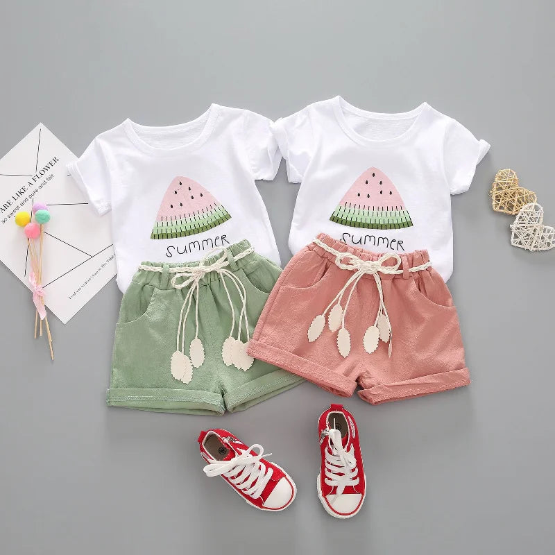 New Summer Baby Clothes Set Children Girls Cute T-Shirt Shorts 2Pcs/Sets Infant Casual Outfits Toddler Clothing Kids Tracksuits