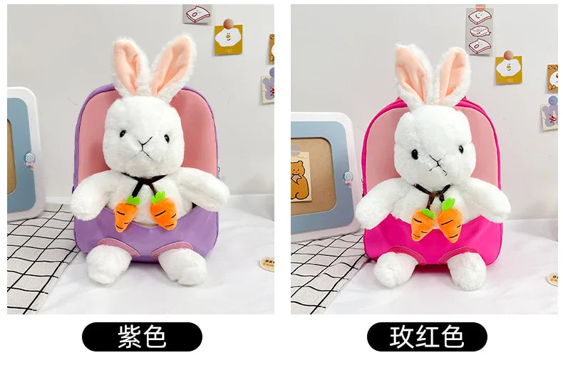 Cartoon Kindergarten Backpack New Children's School Bag Cute Plush Rabbit Doll Backpack