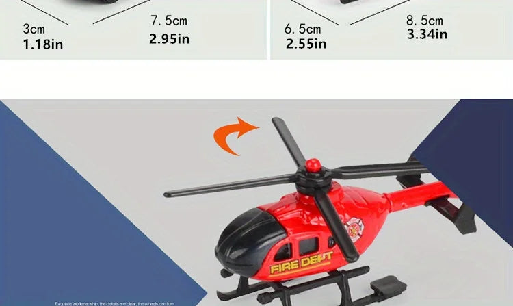 Play Vehicles Set Toy Construction Police Car Fire Engine Truck Playset Friction Powered Engineering Toy for Boys Girls Toddlers