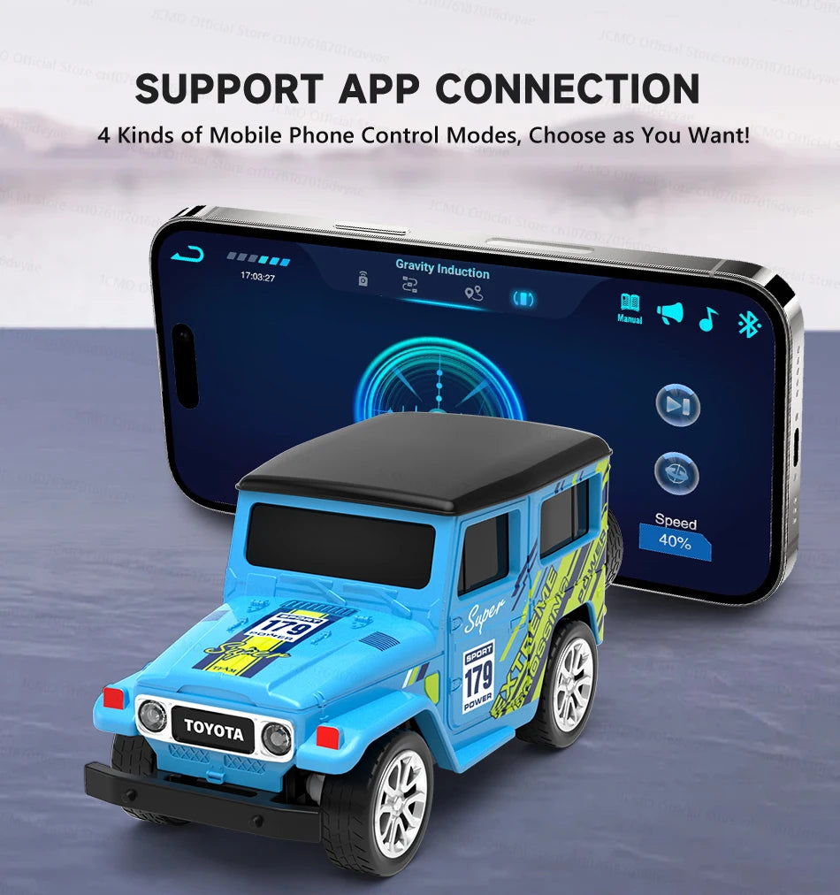 JCMO Mini RC Car 1:64 App/2.4Ghz Remote Control Desktop Small Portable Toy Off Road Vehicle Alloy Carshell For Children Gift New