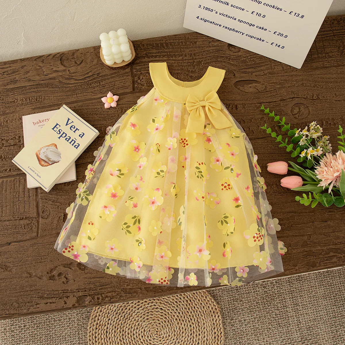 Summer New Floral Chiffon Baby Girl Princess Dress, Sweet Bow Children'S Sleeveless Clothes For Babies Aged 3 Months To 3 Years
